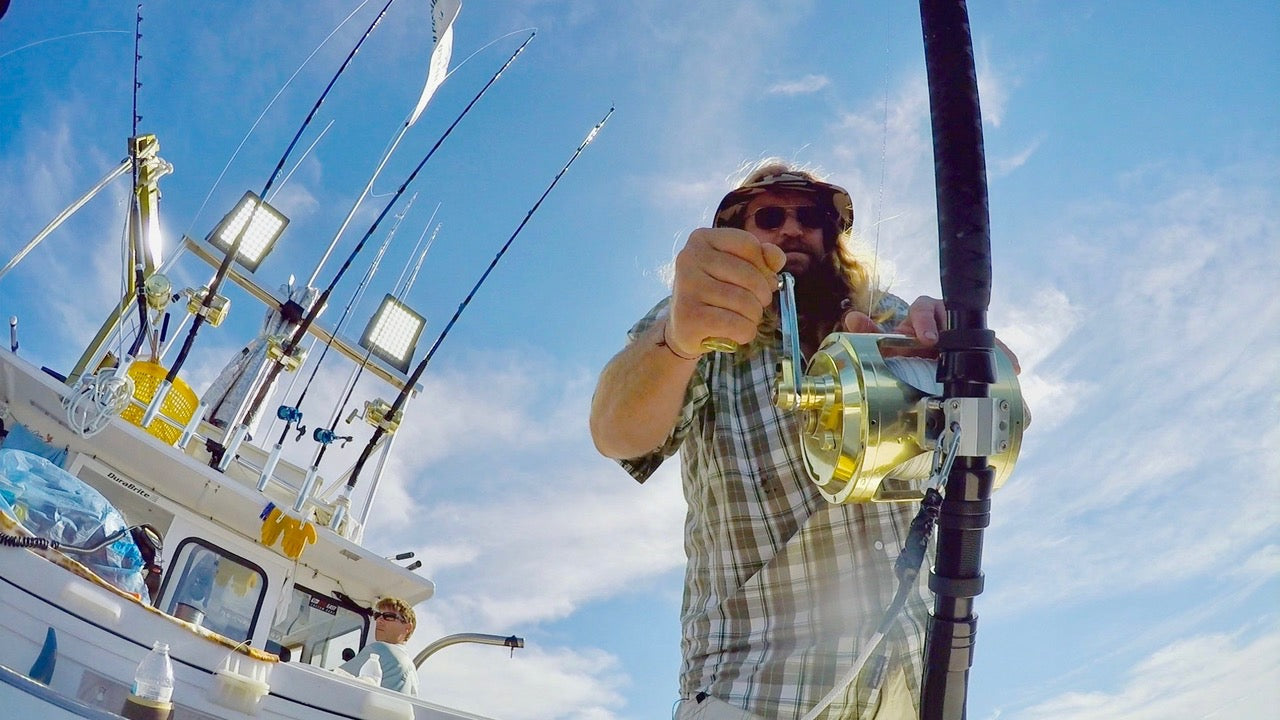 Angler with fishing rod