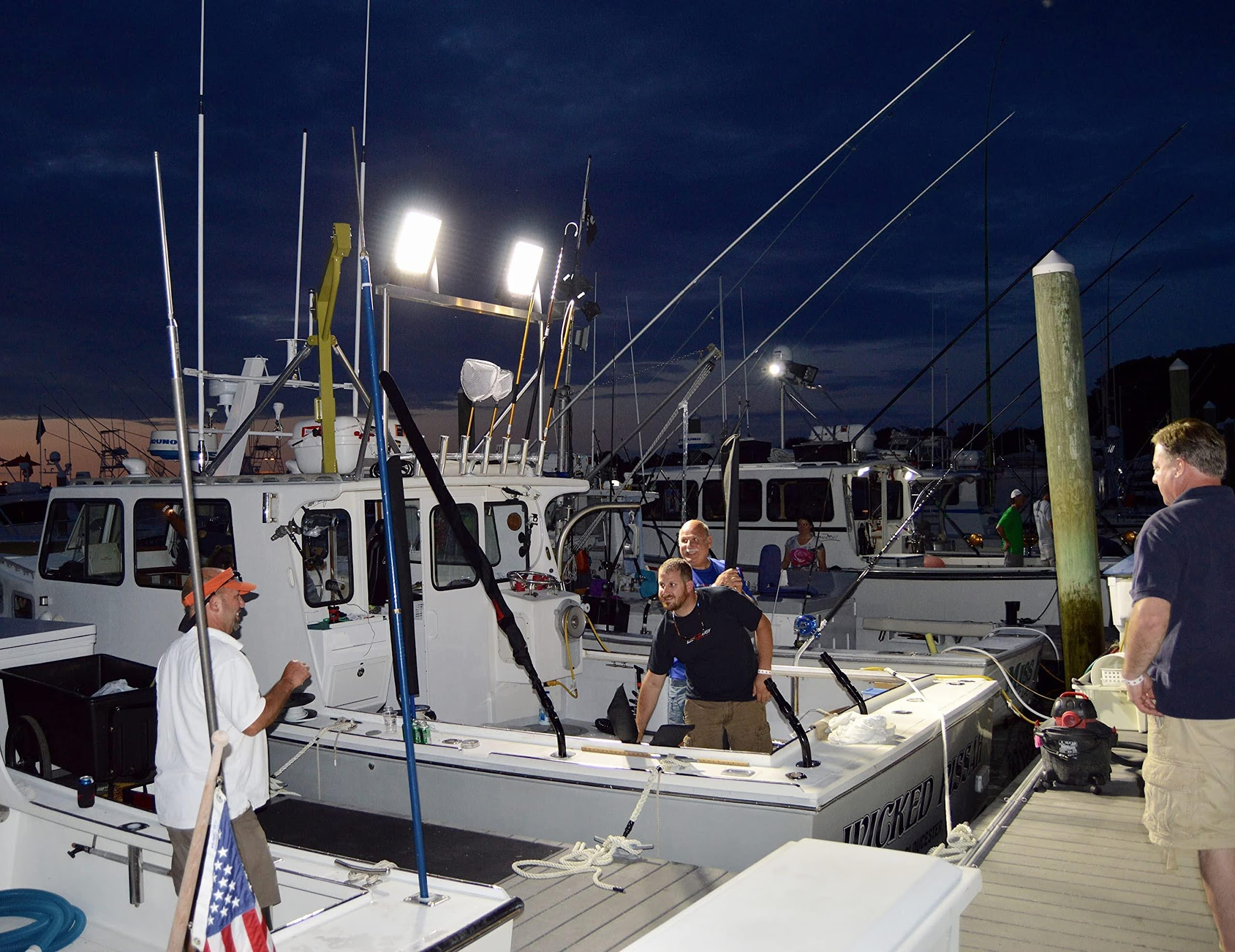 Fishing boat with lighting